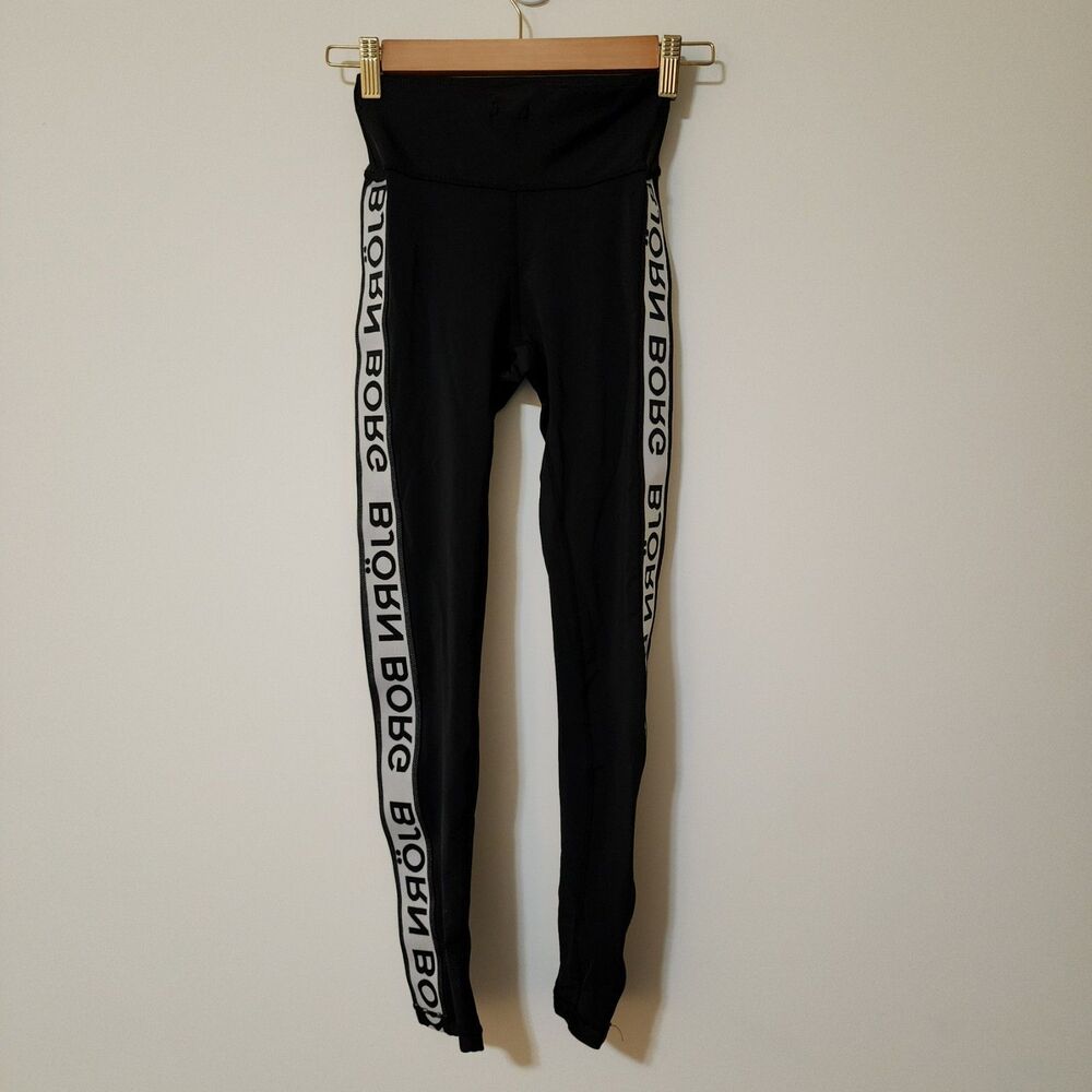Bjorn Borg Hydro Pro Tights Womens Size 6 Black White Logo Nylon Spandex EUC - Picture 3 of 9